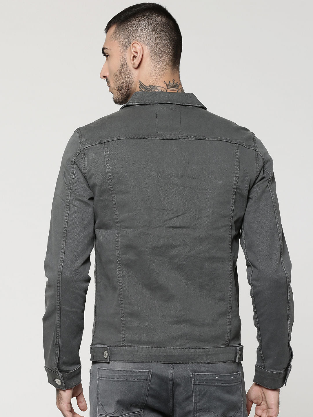 Grey Casual Denim Jacket