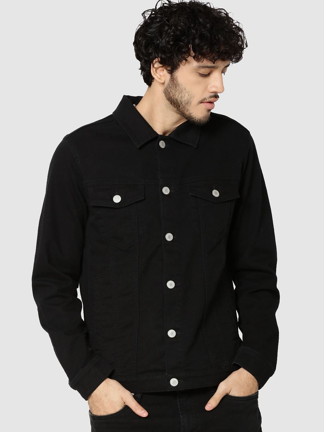 Black Casual Denim Jacket