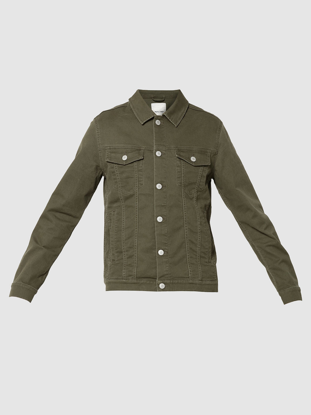 Olive Green Casual Denim Jacket