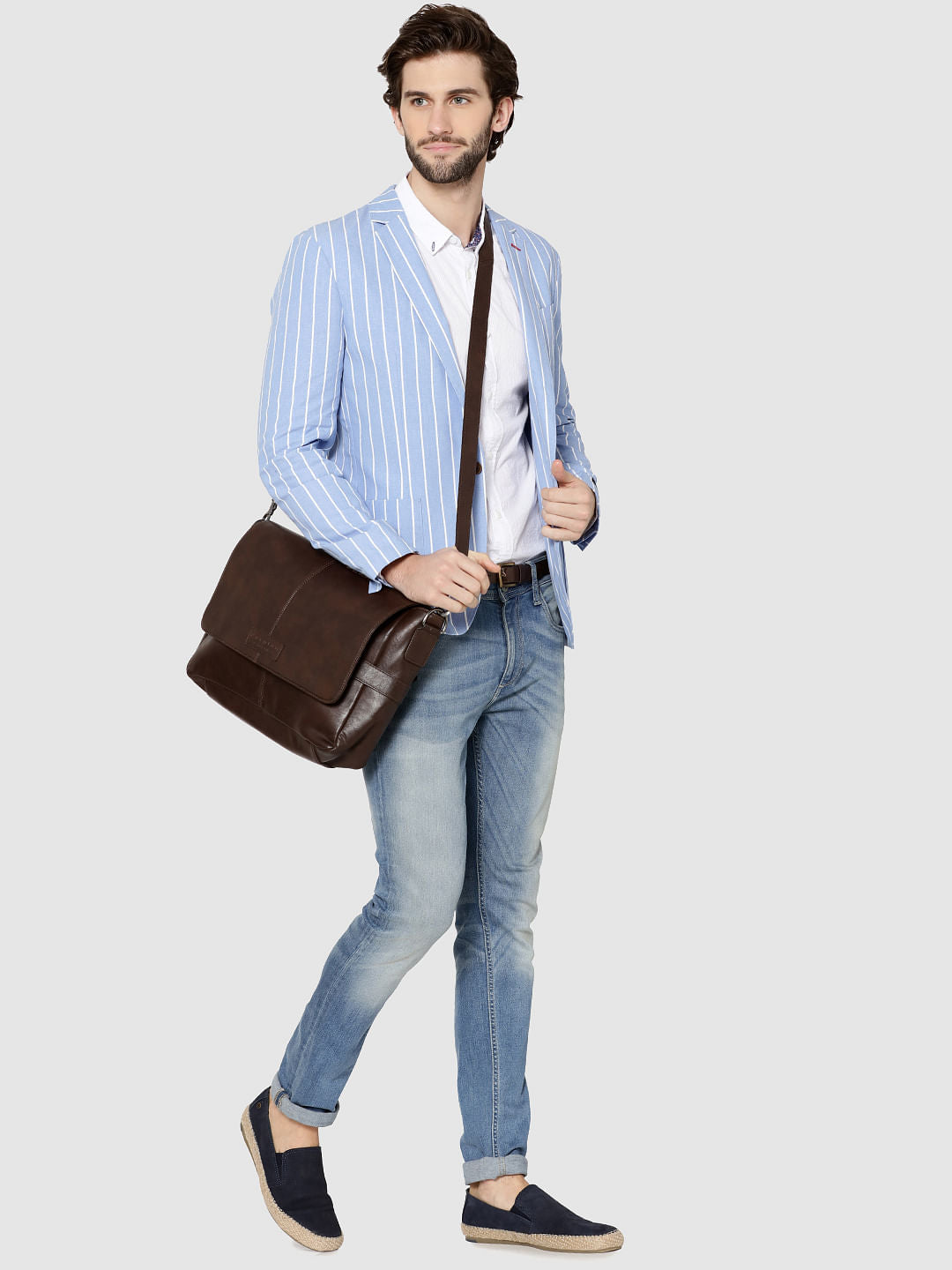 Blue Striped Slim Fit Blazer