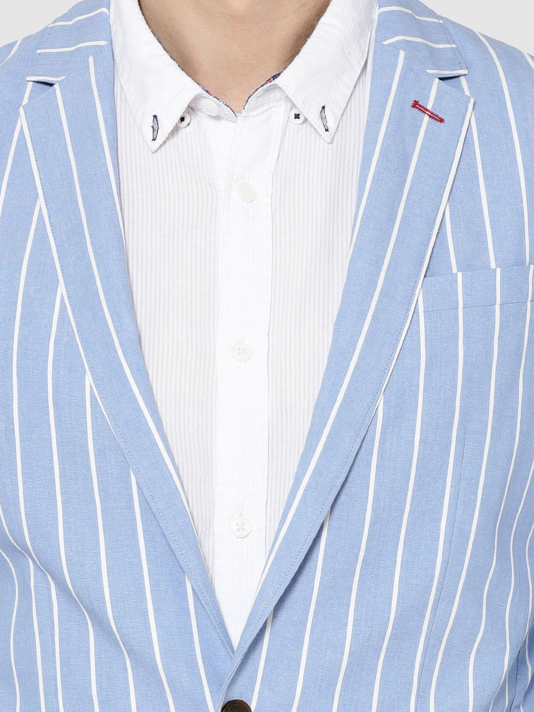 Blue Striped Slim Fit Blazer