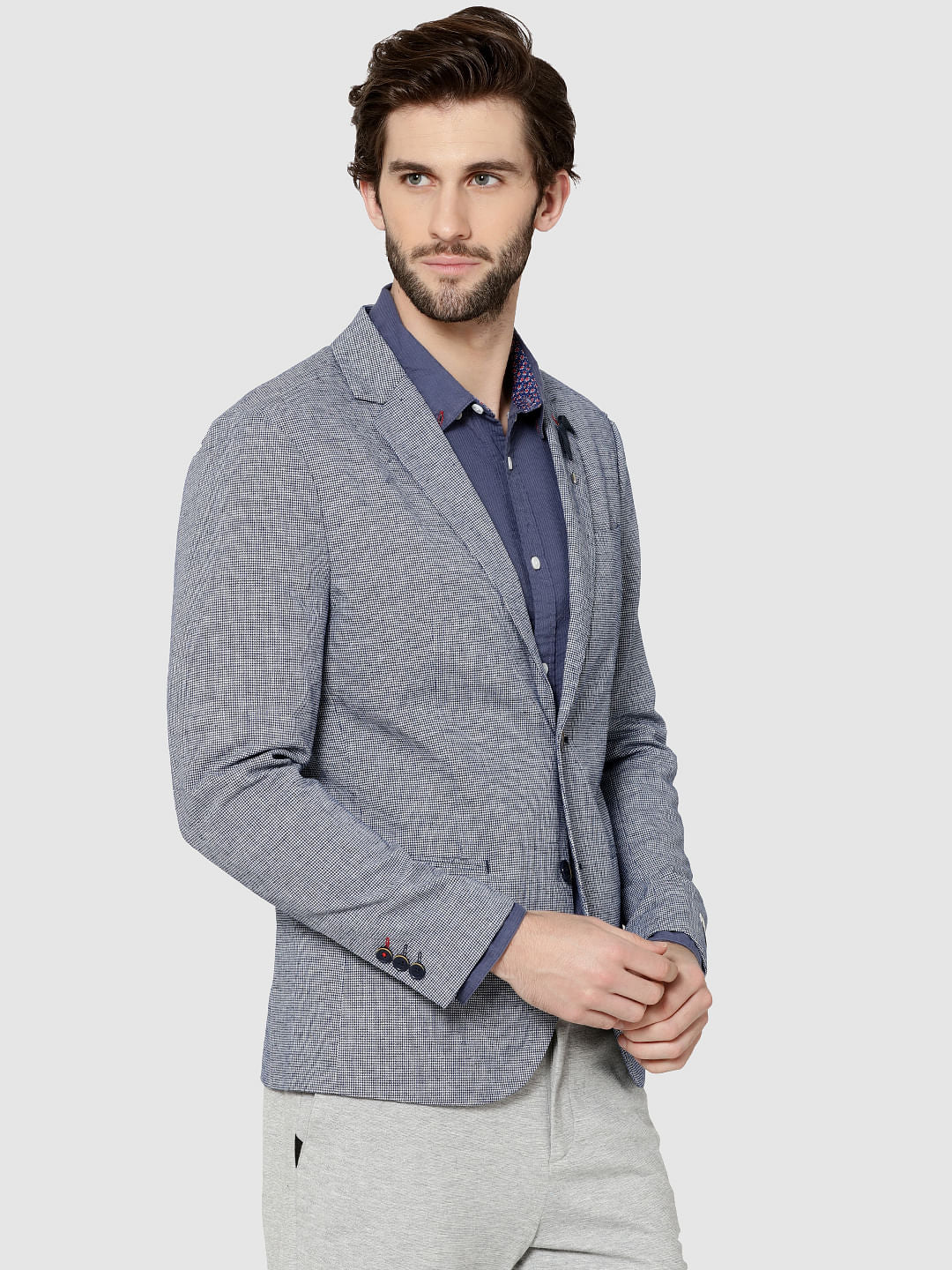 Blue Check Slim Fit Blazer