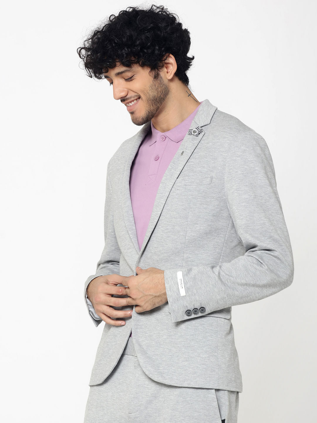 Light Grey Slim Fit Blazer