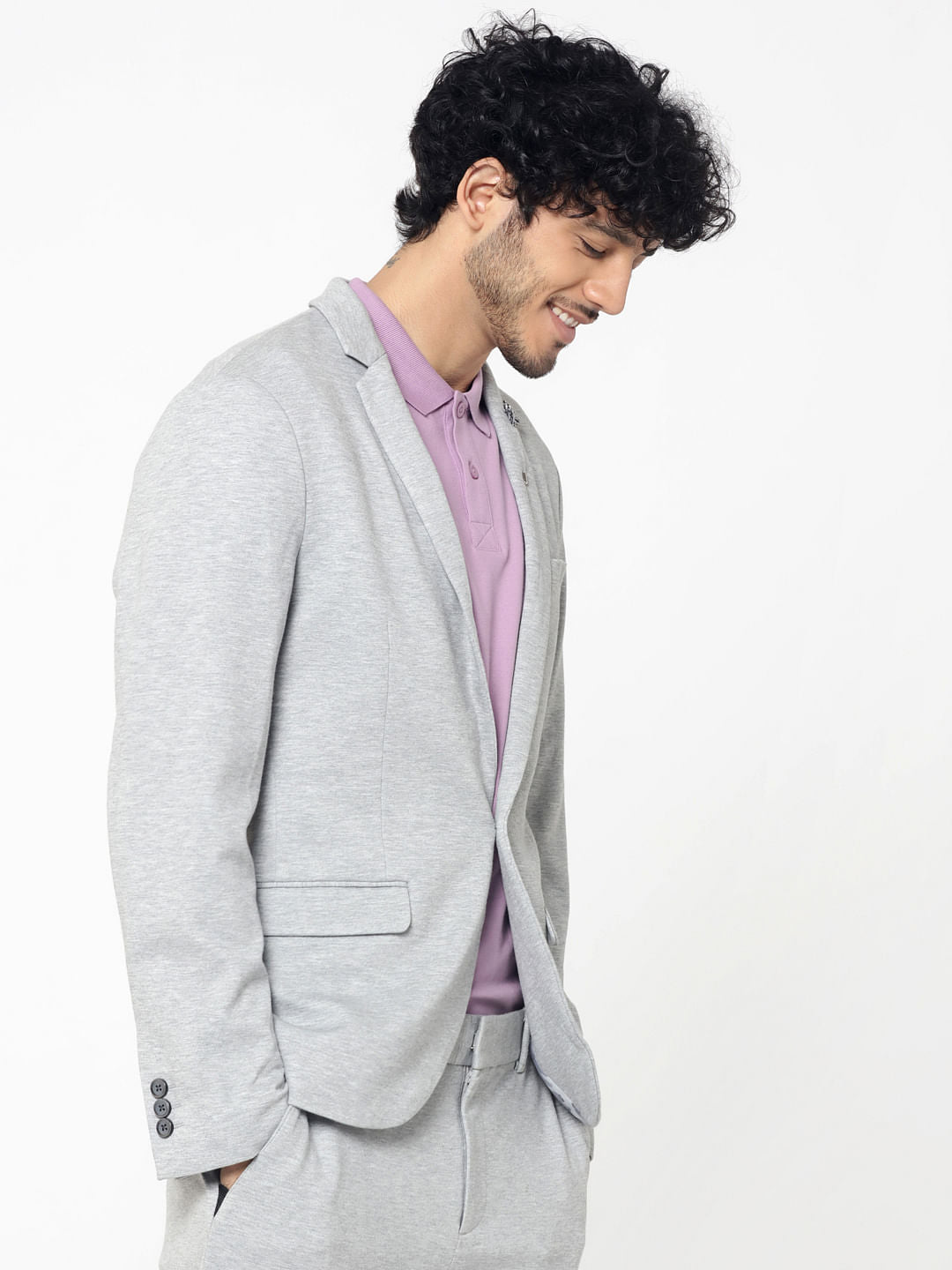 Light Grey Slim Fit Blazer