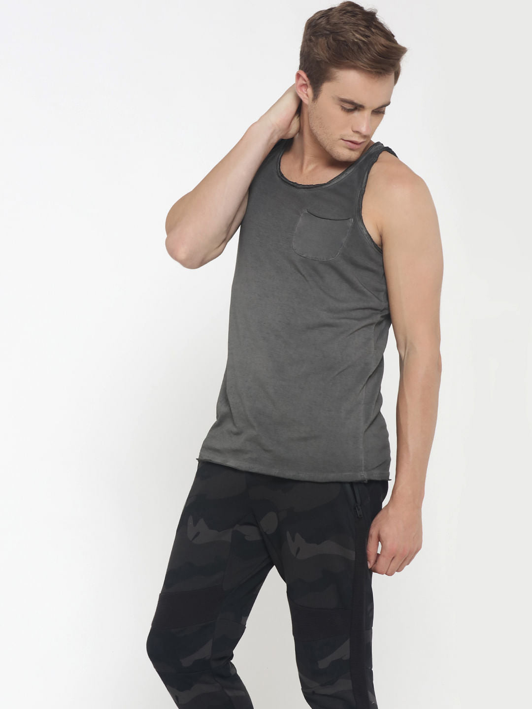 Black One Pocket Tank Top