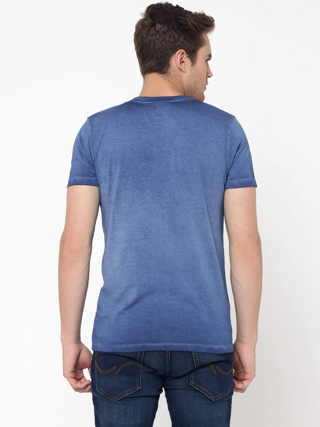 Blue Graphic Print Crew Neck T-Shirt