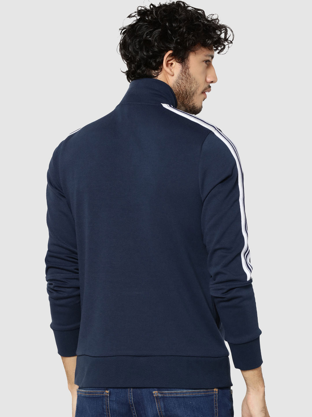 Blue Tape Detail Zip Up Turtle Neck Sweatshirt