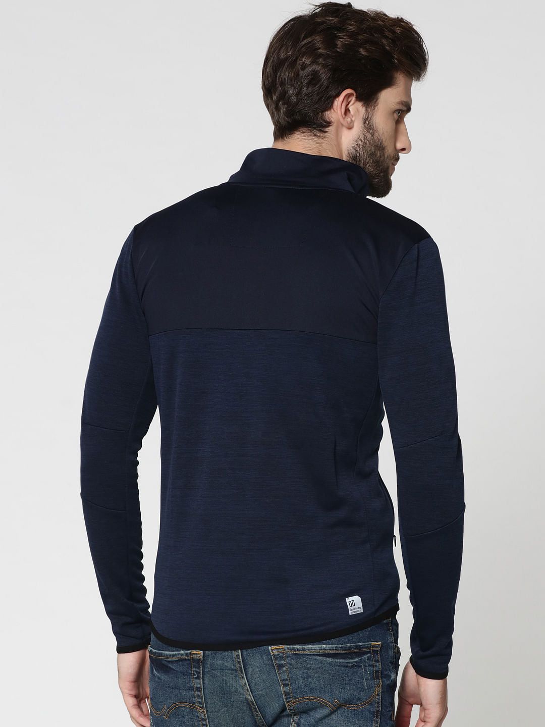 Dark Blue Cut Out Print Hooded Jacket