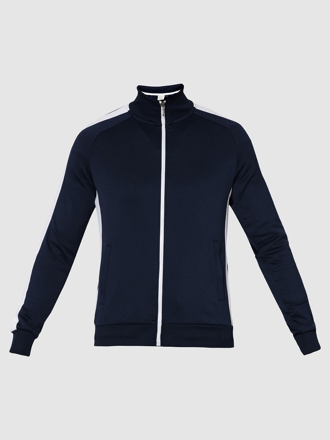 Dark Blue Striped Raglan Sleeves Sweatshirt