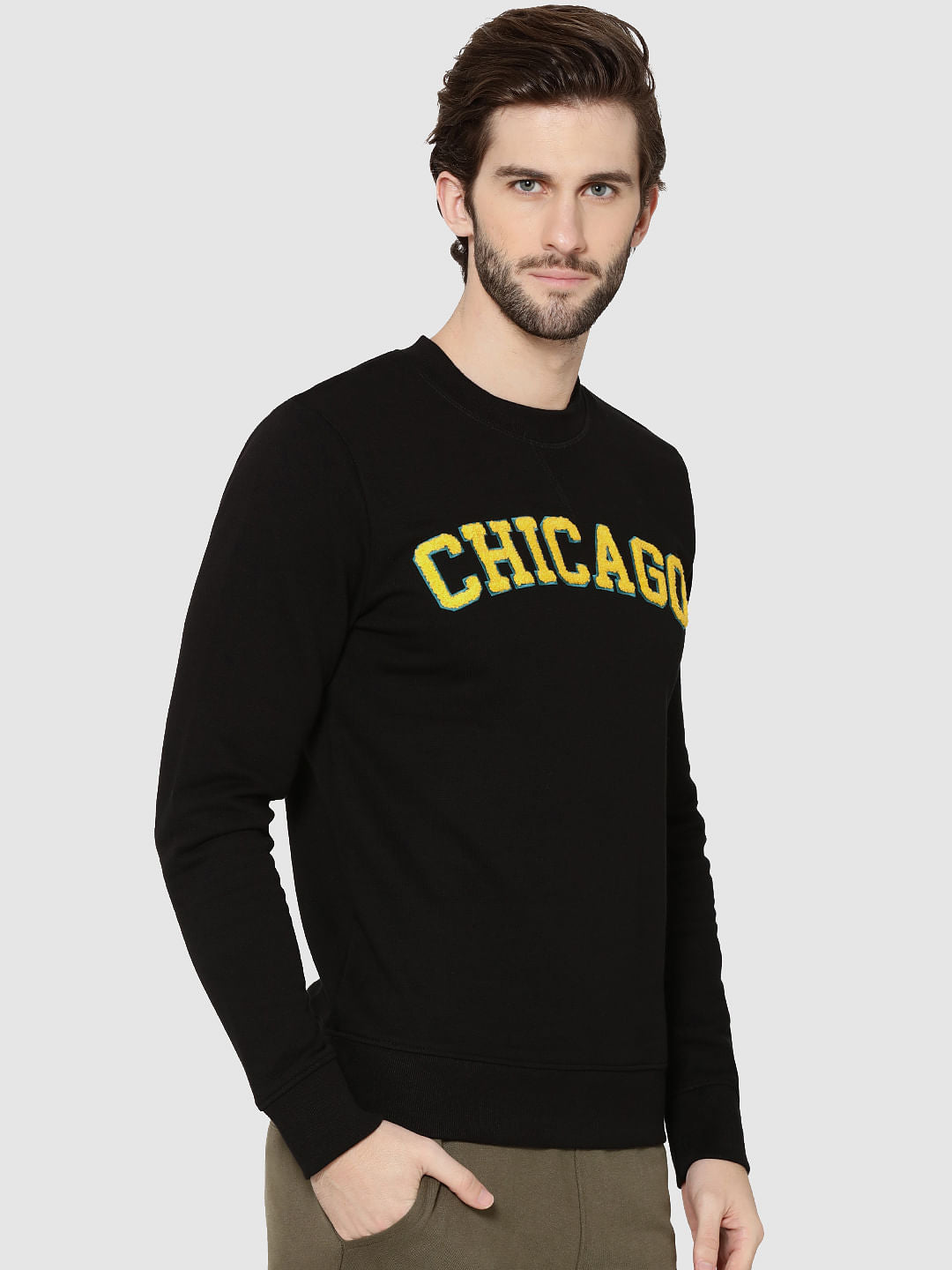 Black Chicago Print Sweatshirt