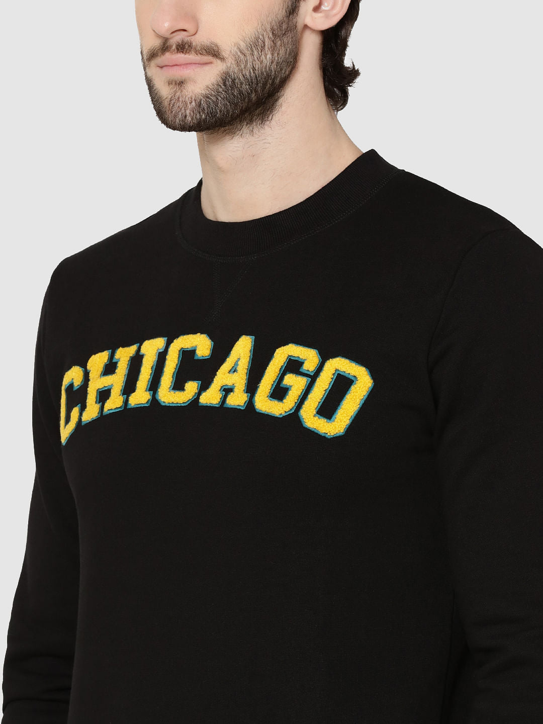 Black Chicago Print Sweatshirt