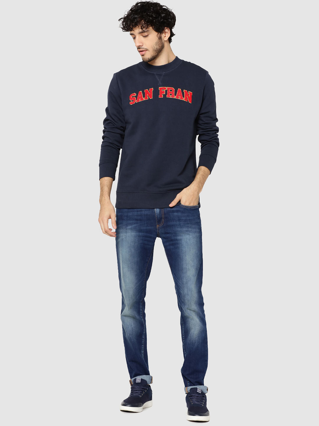 Dark Blue San Fran Print Sweatshirt