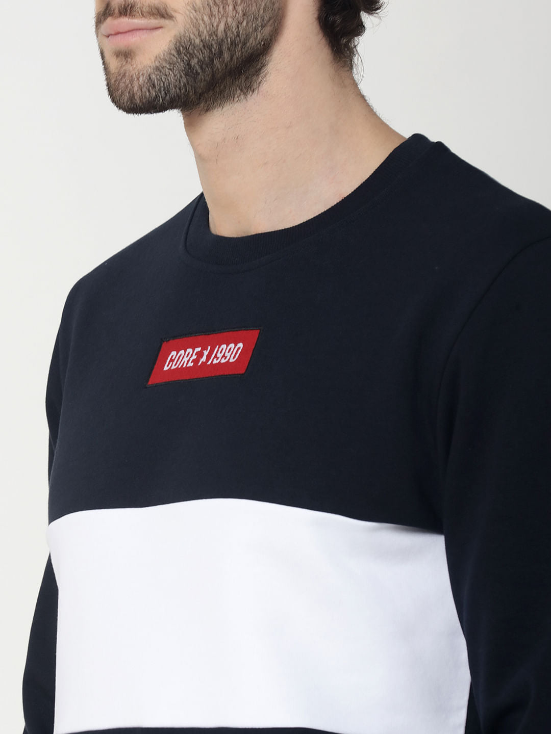Dark Blue Colourblocked Sweatshirt