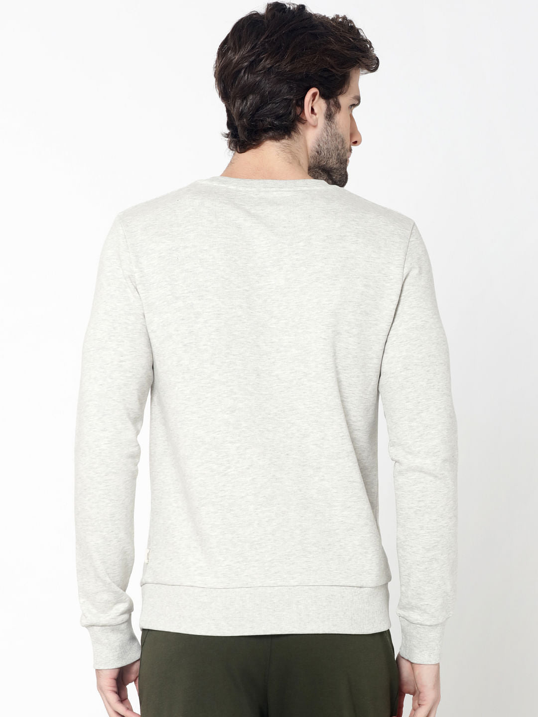 White Logo Print Slim Fit Sweatshirt