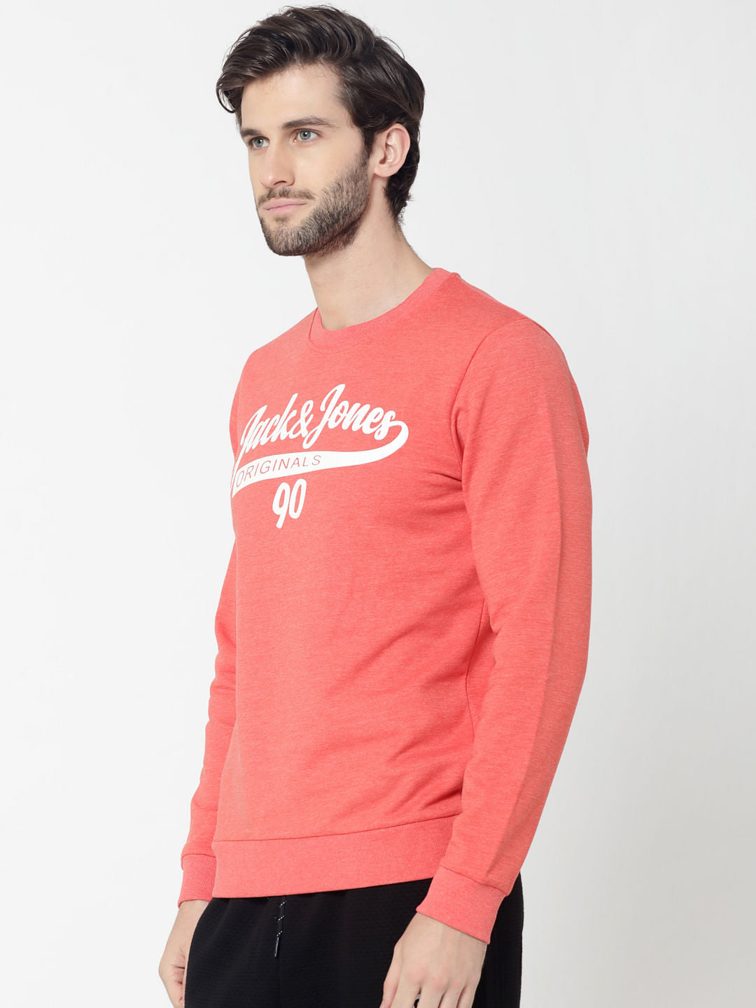 Peach Logo Print Slim Fit Sweatshirt