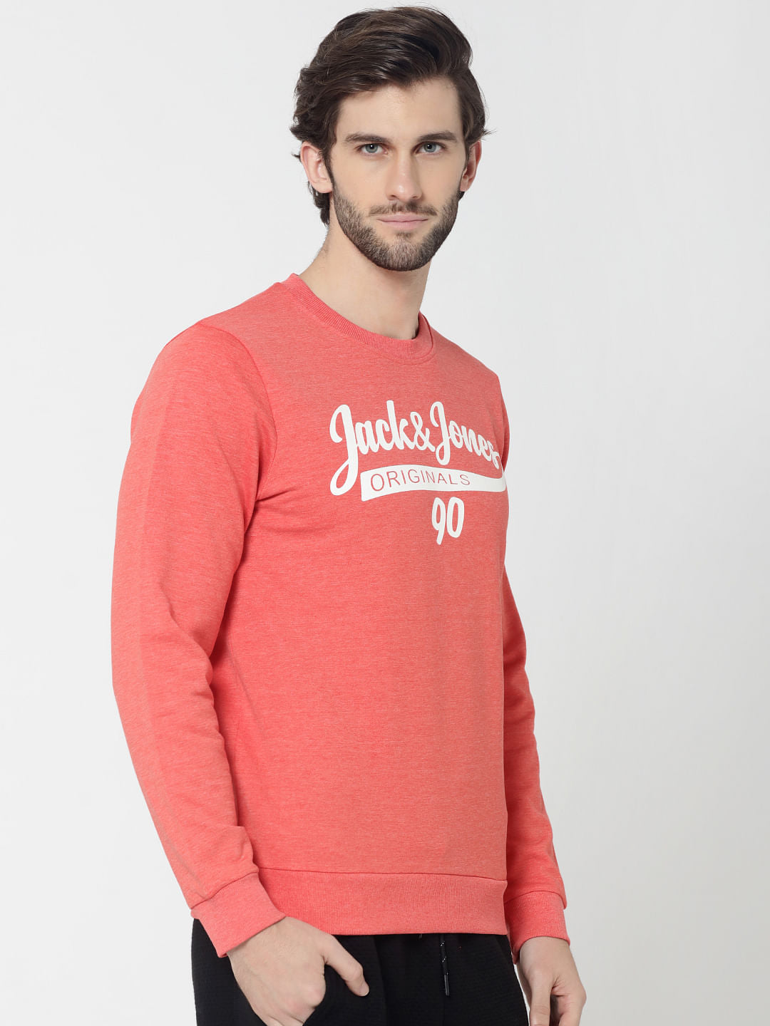 Peach Logo Print Slim Fit Sweatshirt