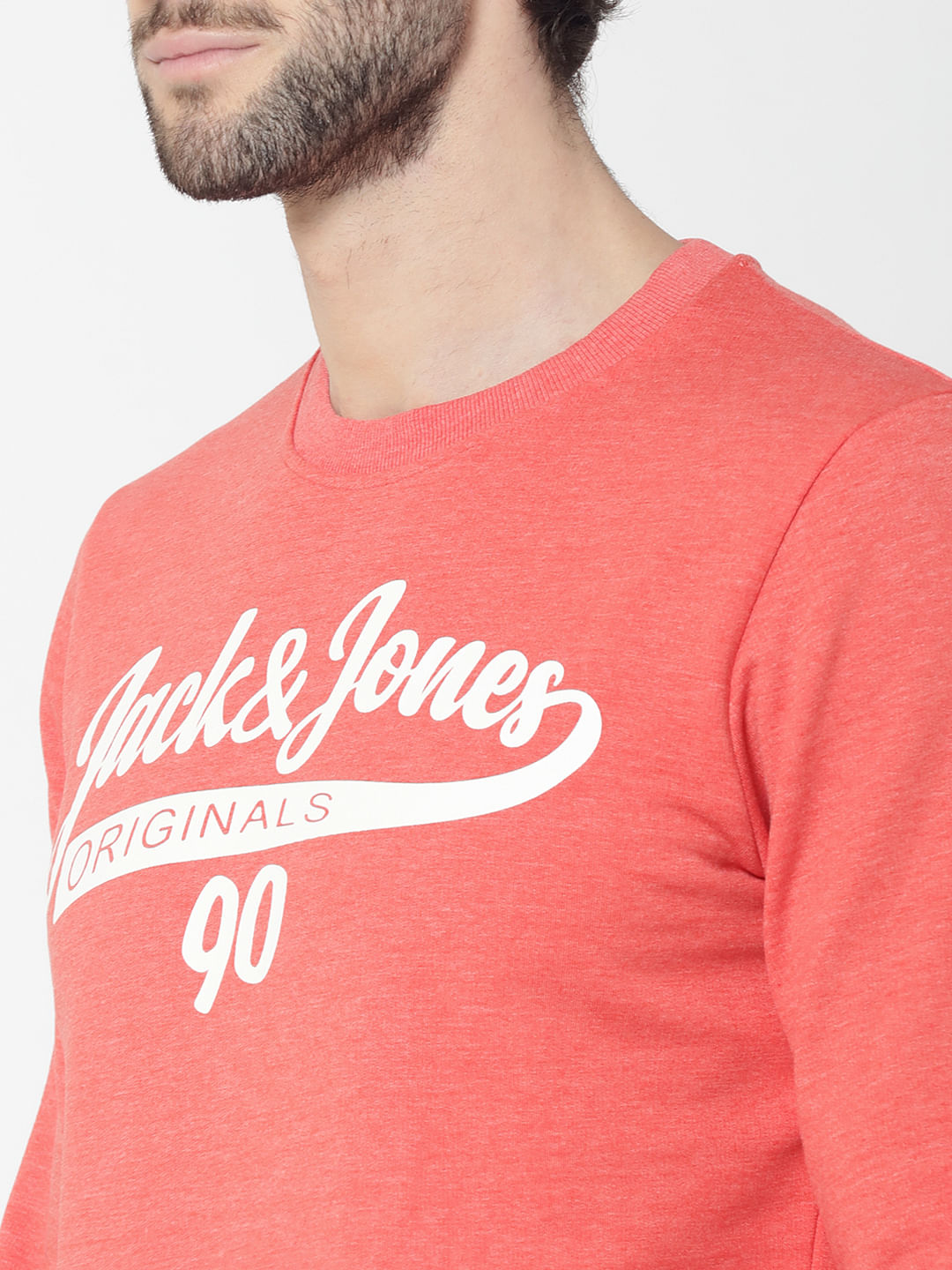 Peach Logo Print Slim Fit Sweatshirt