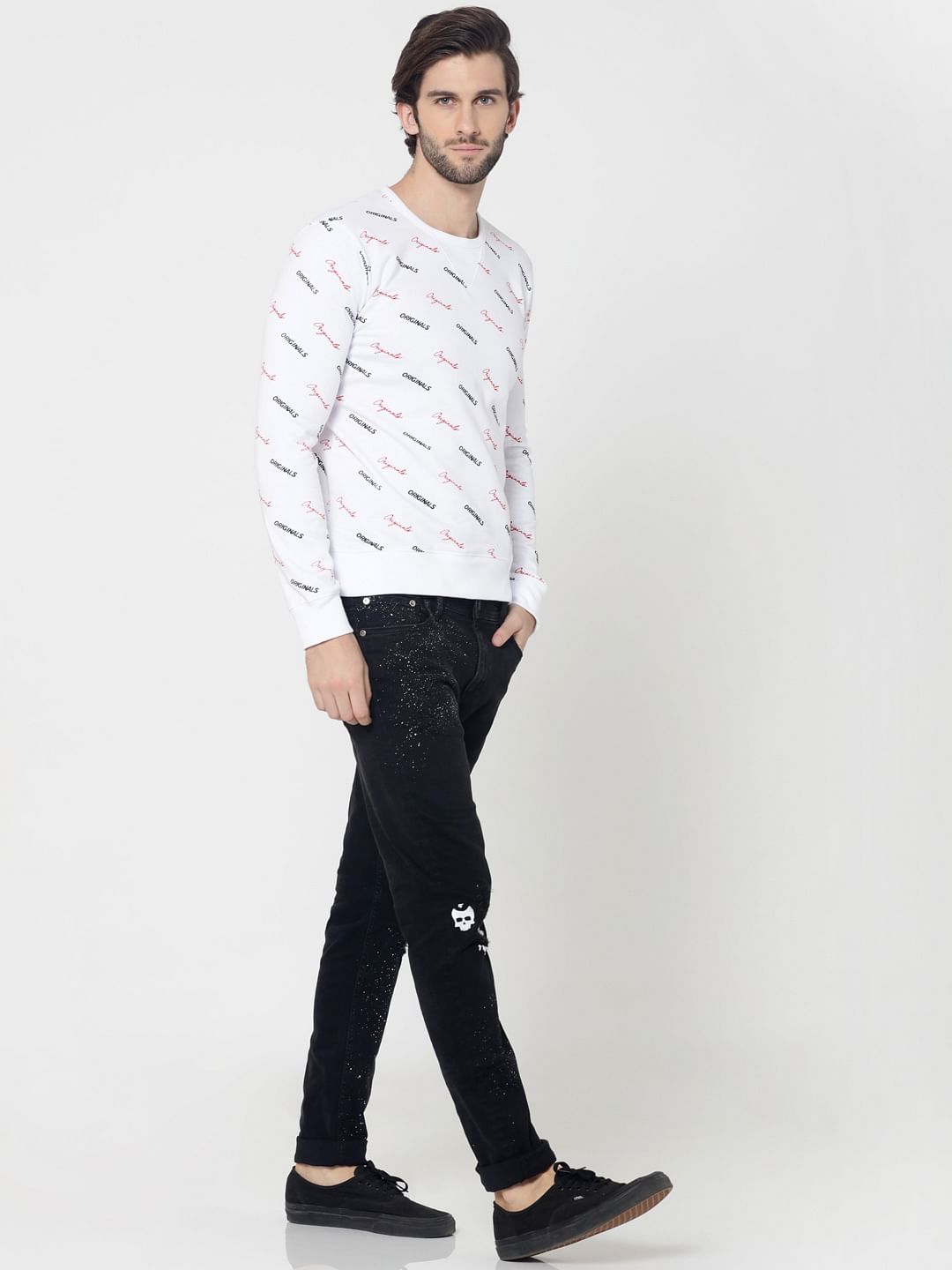 White All Over Originals Print Sweatshirt