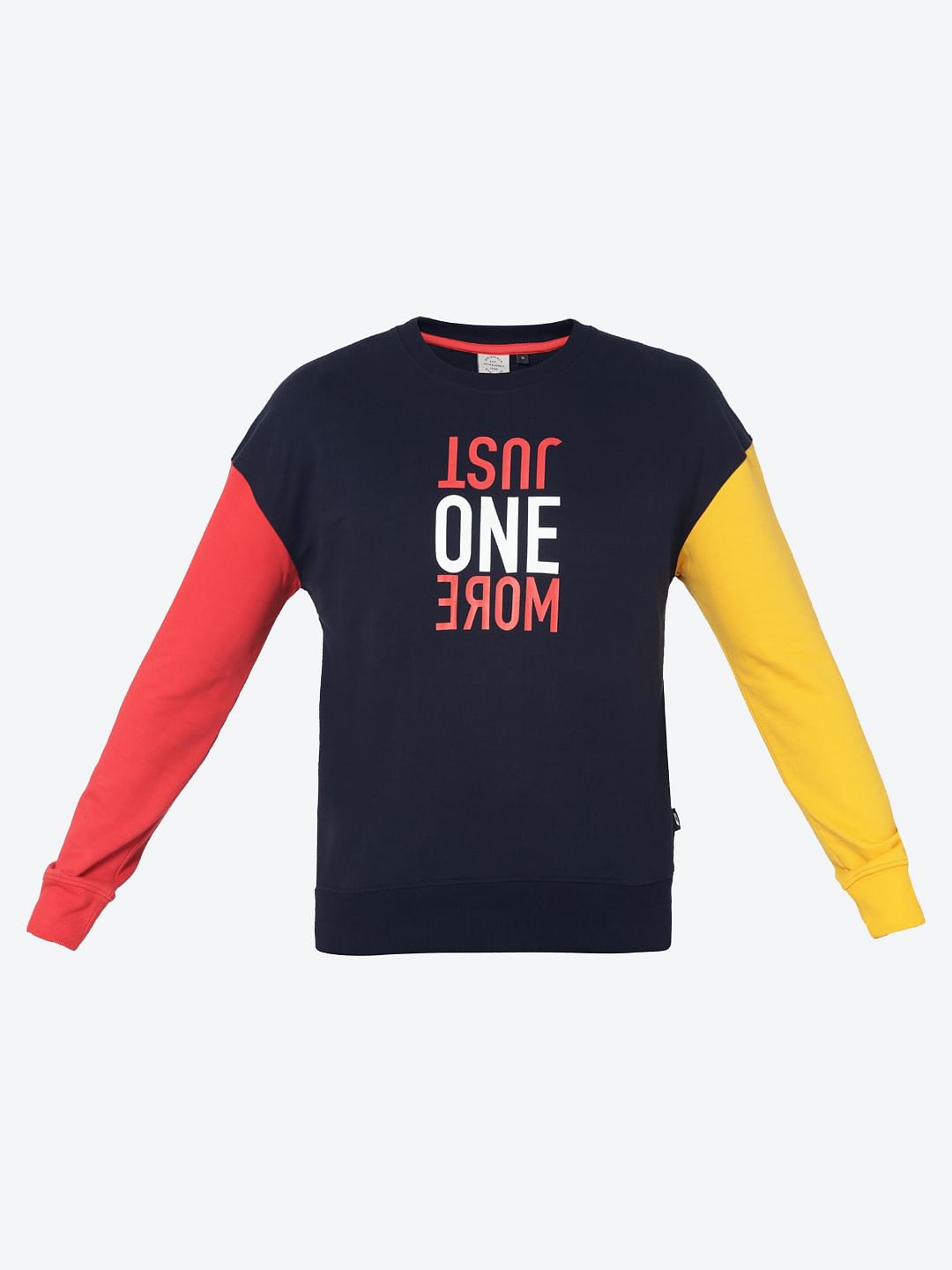 Dark Blue Colourblocked Slim Fit Sweatshirt