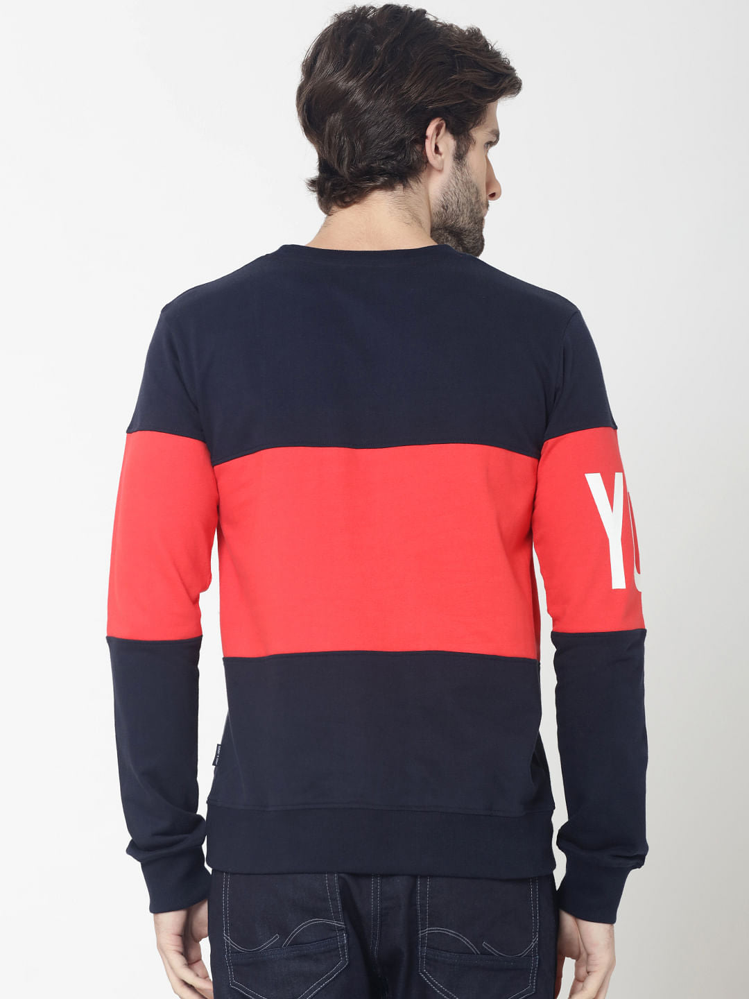 Dark Blue Colourblocked Sweatshirt