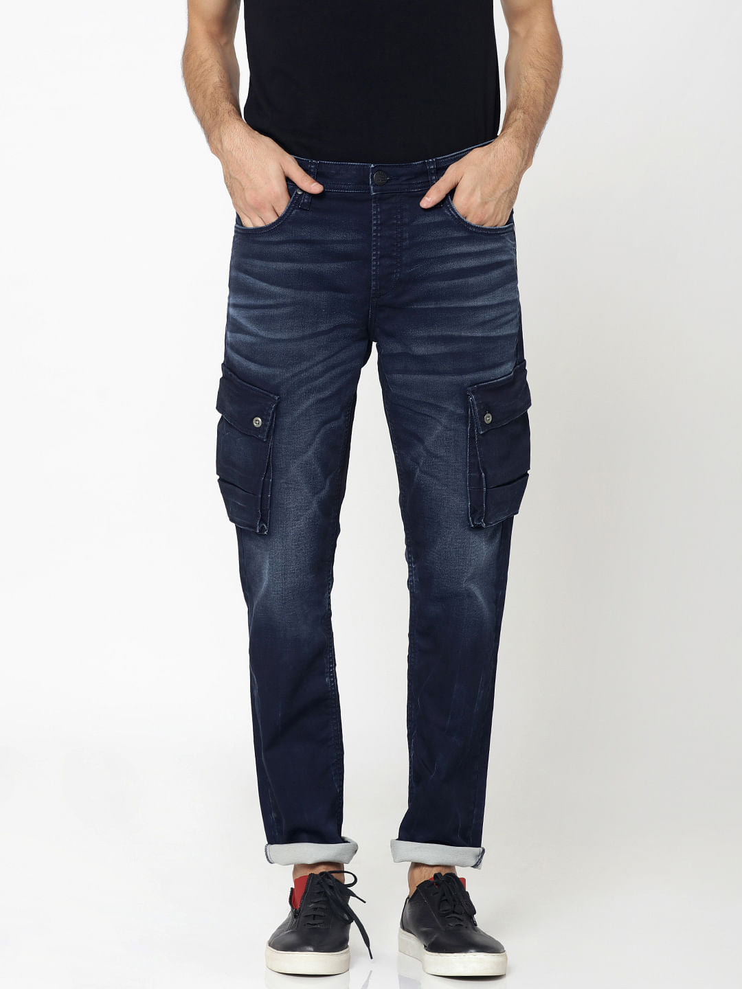 Dark Blue Cargo Style Tim Anti Fit Jeans