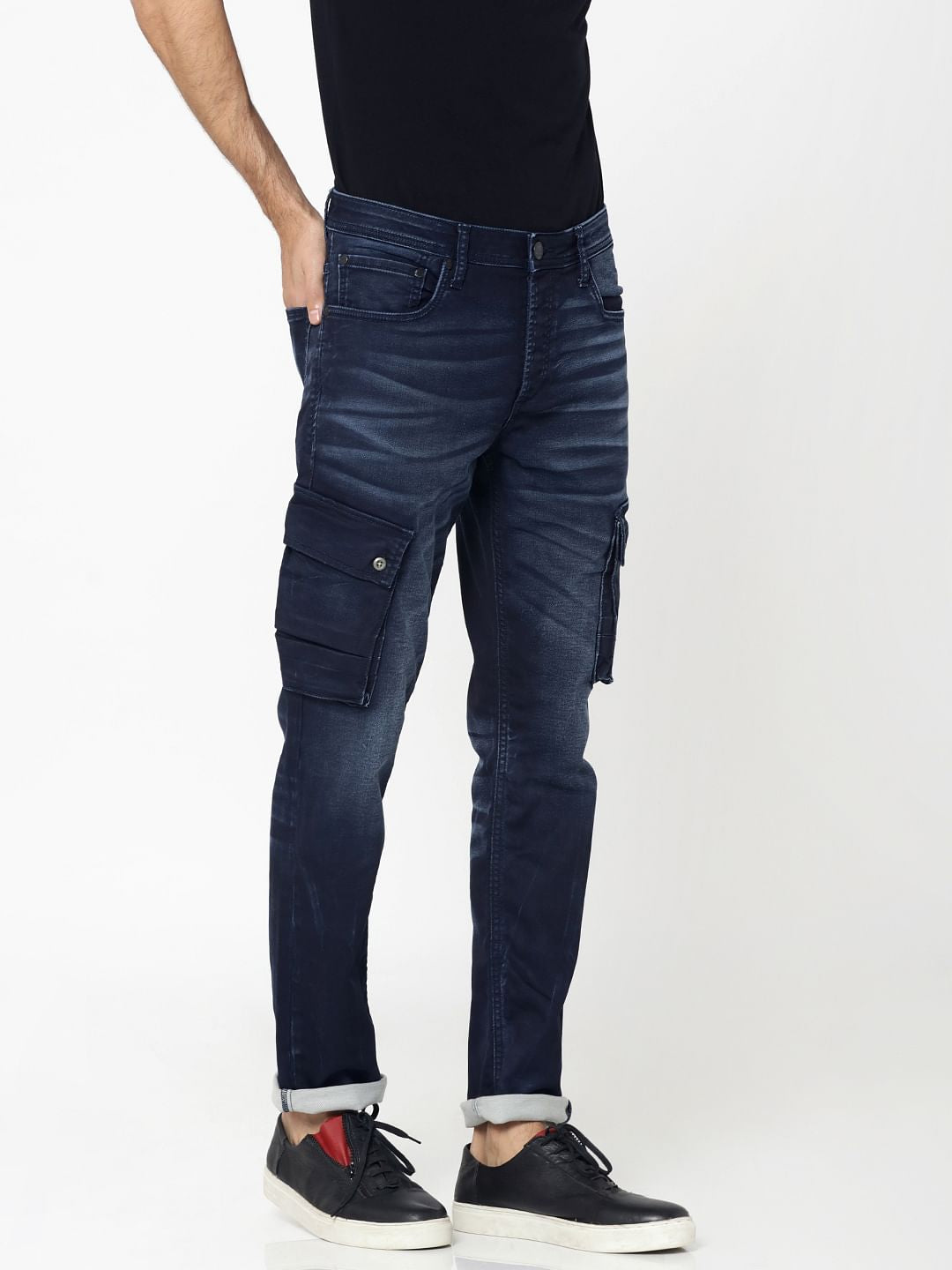 Dark Blue Cargo Style Tim Anti Fit Jeans