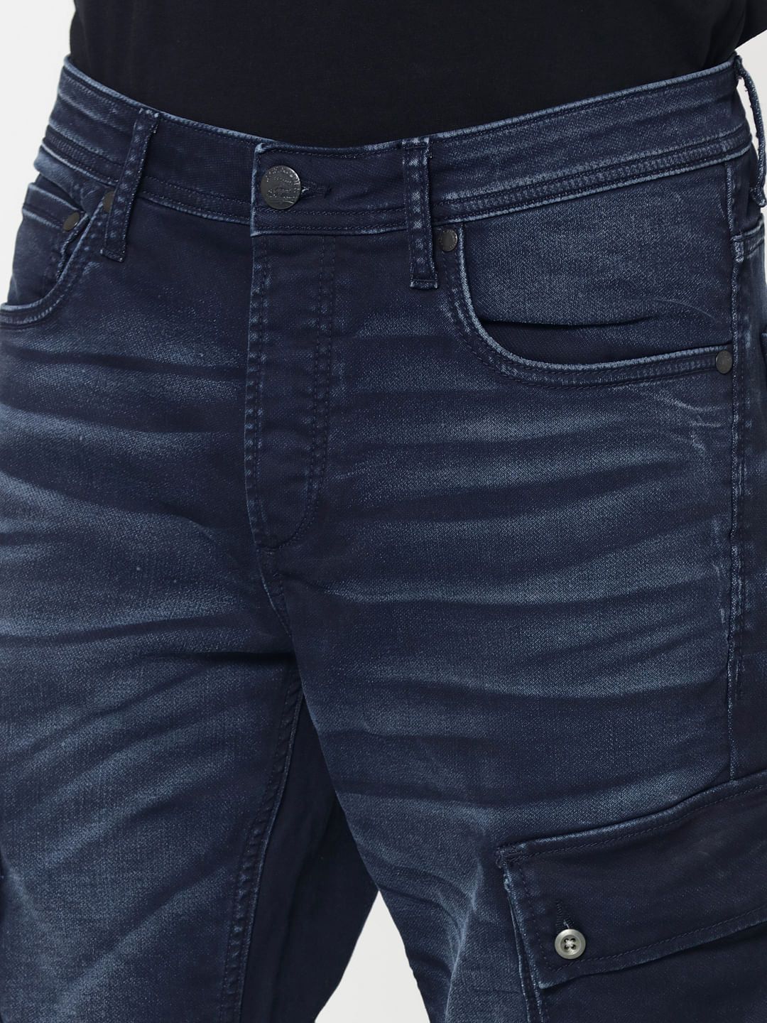Dark Blue Cargo Style Tim Anti Fit Jeans