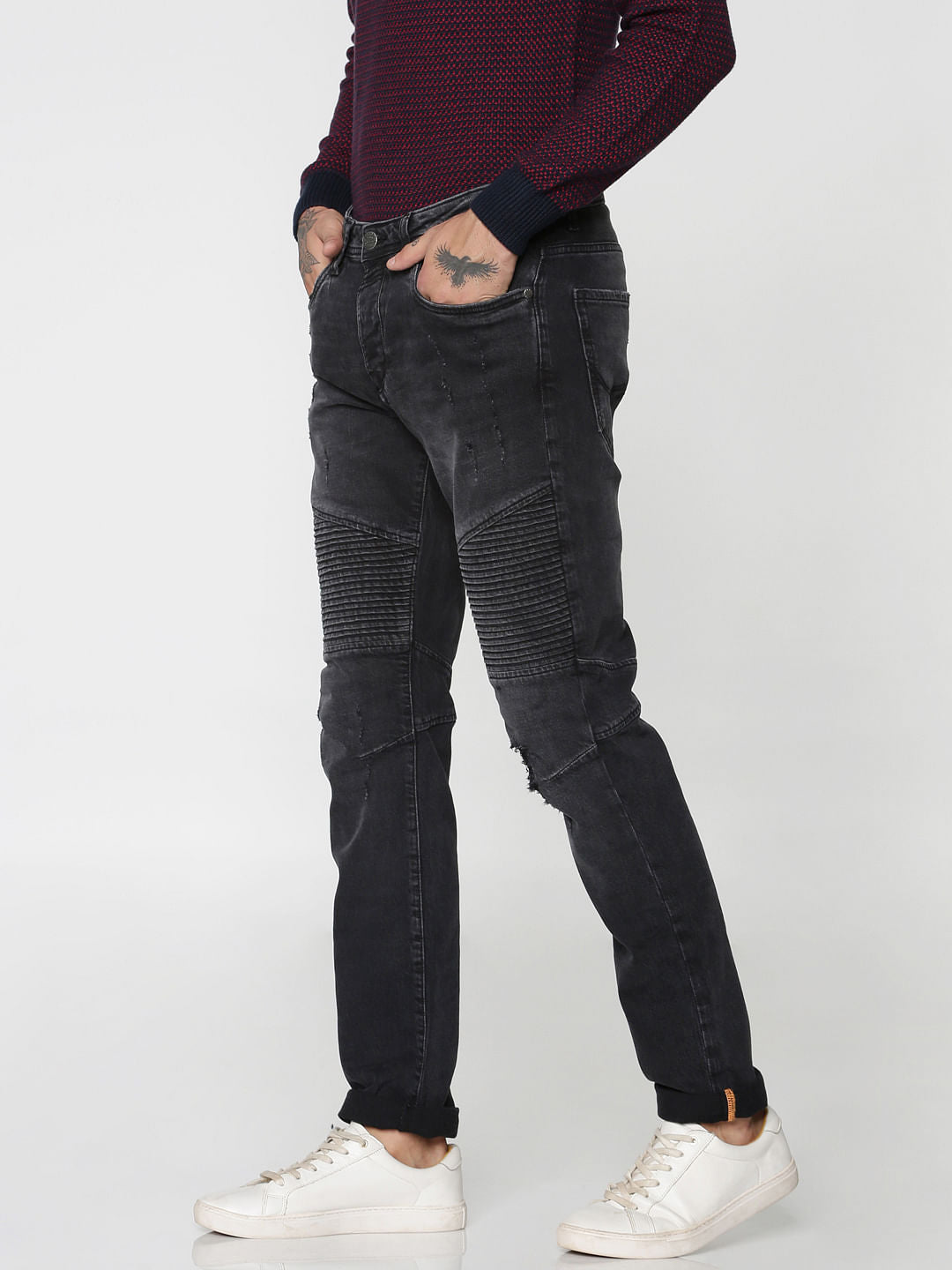 Black Mild Distressed Tim Anti Fit Jeans