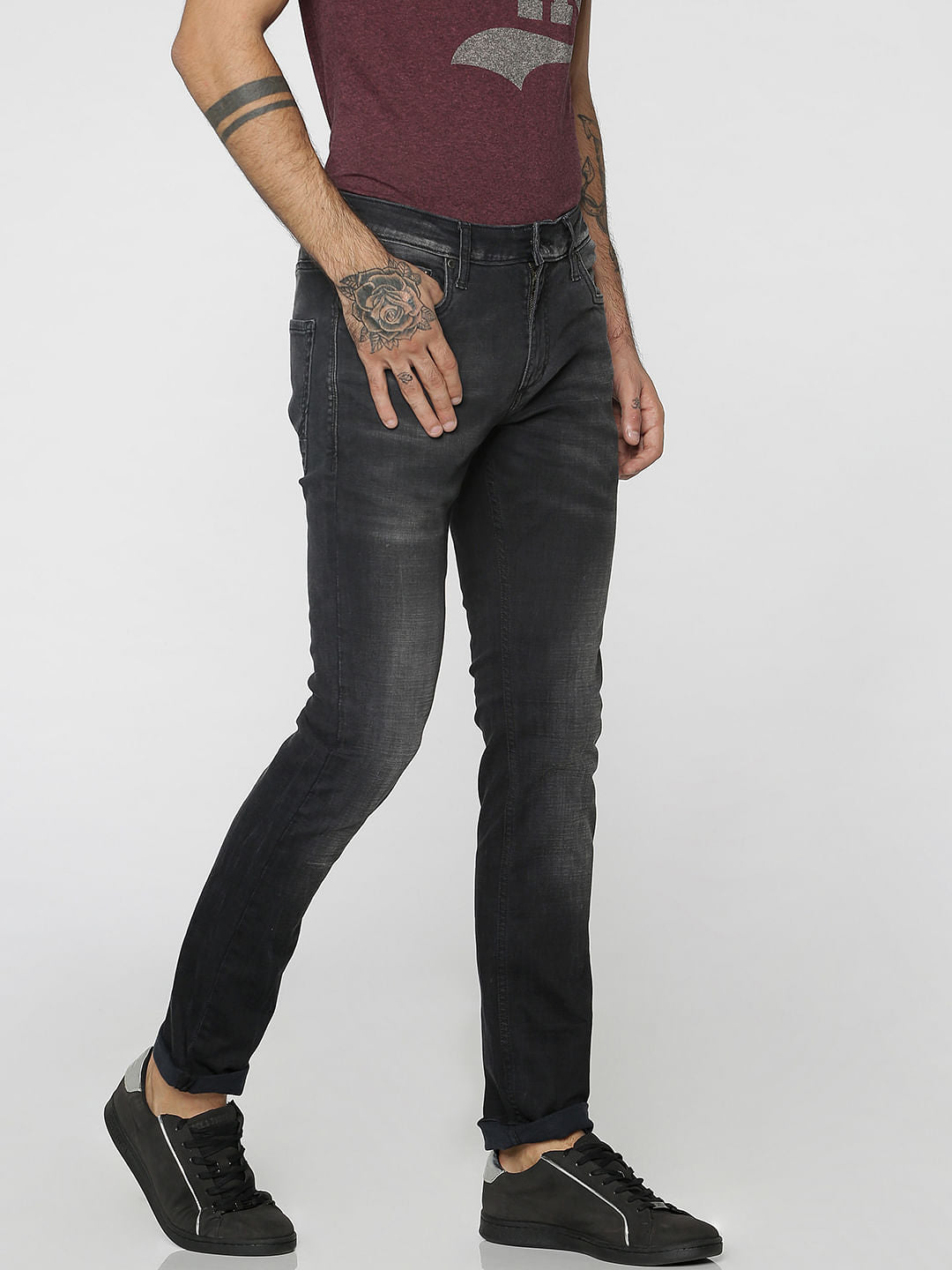 Black Faded Ben Skinny Fit Jeans