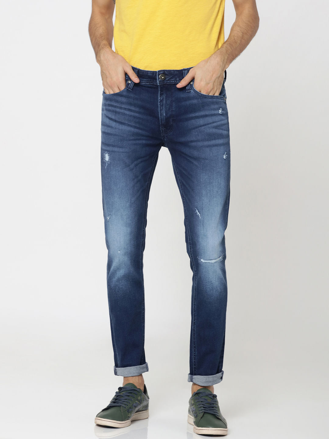 Blue Distressed Ben Skinny Fit Jeans