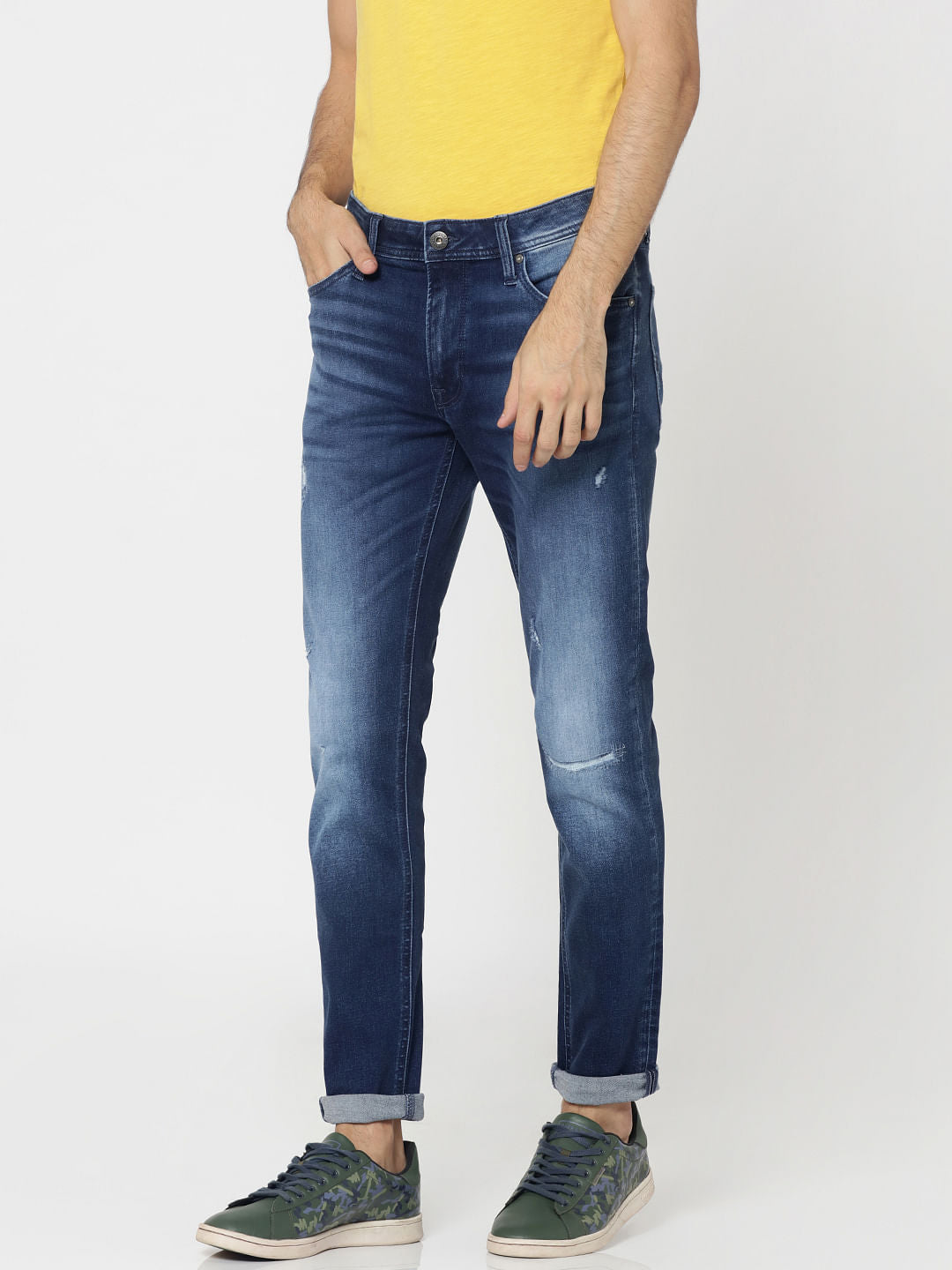 Blue Distressed Ben Skinny Fit Jeans
