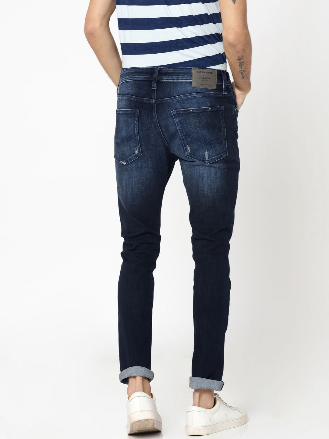 Dark Blue Ripped Liam Skinny Fit Jeans