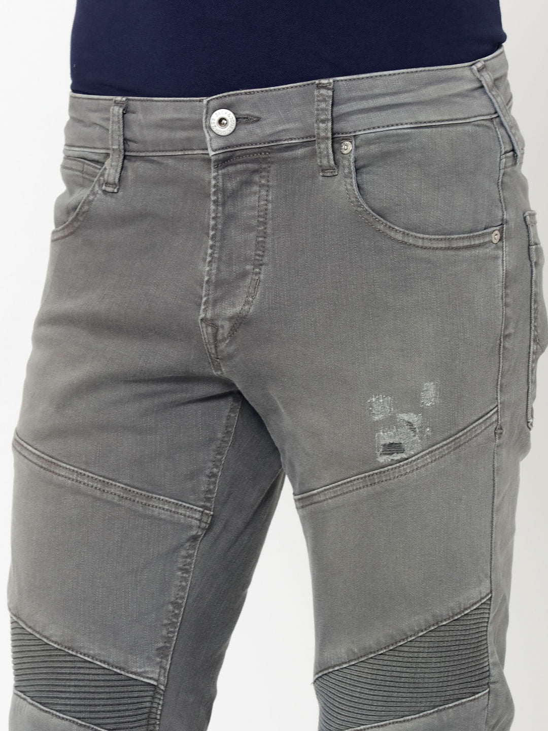 Grey Ripped Glenn Slim Fit Jeans