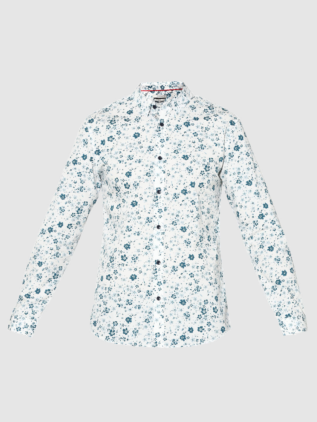 White Floral Print Full Sleeves Shirt