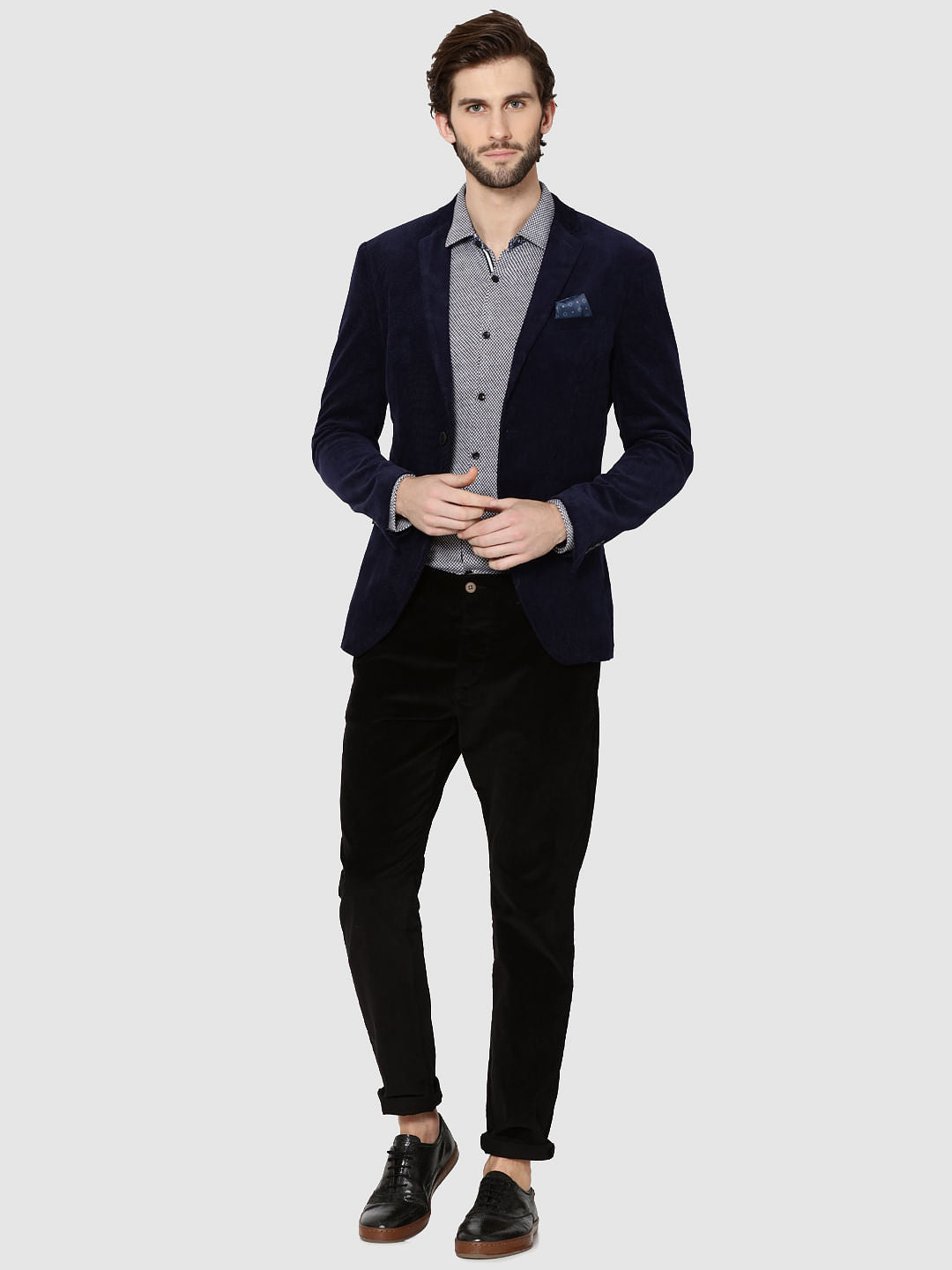 White Dobby Weave Full Sleeves Slim Fit Shirt