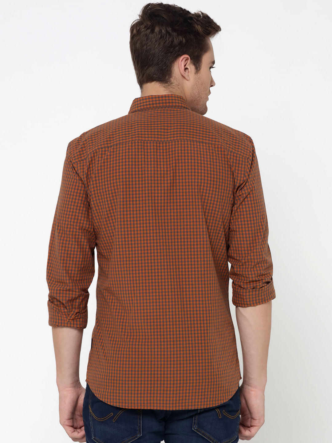 Brown Check Slim Fit Shirt