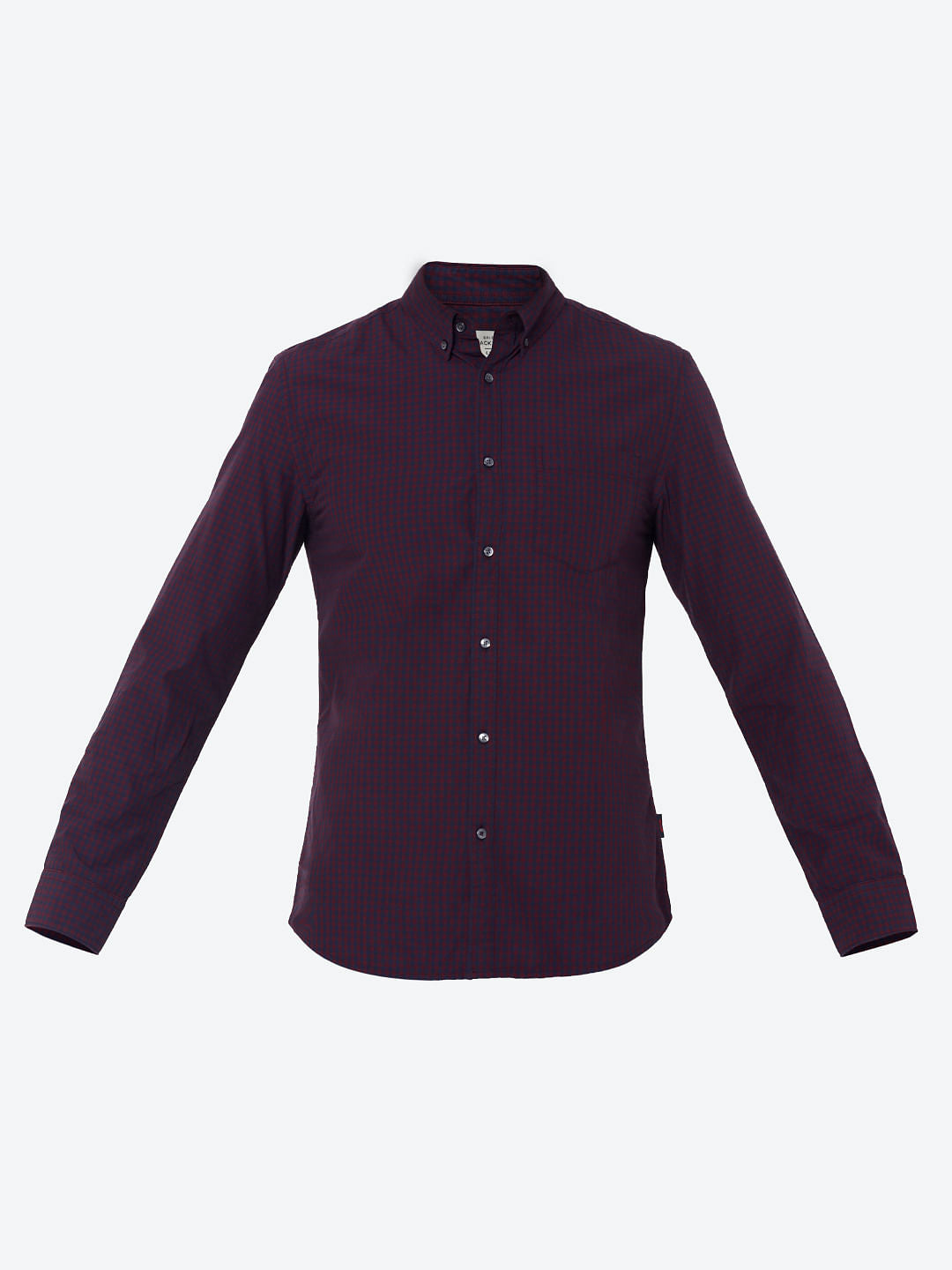 Burgundy Full Sleeves Check Shirt