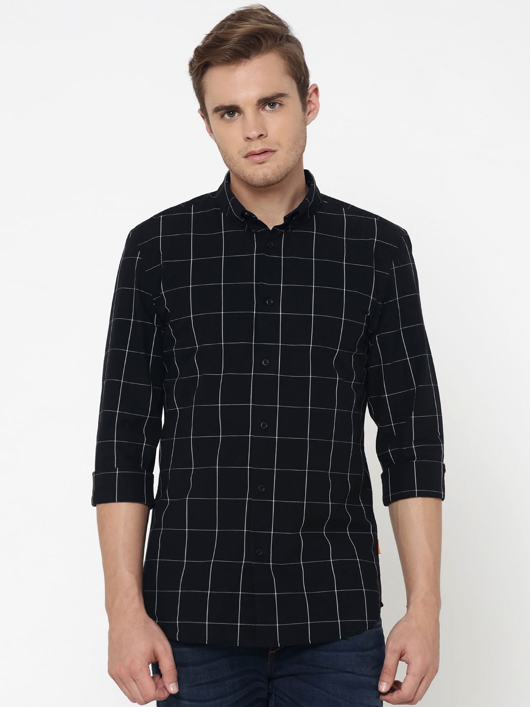 Black Check Slim Fit Shirt