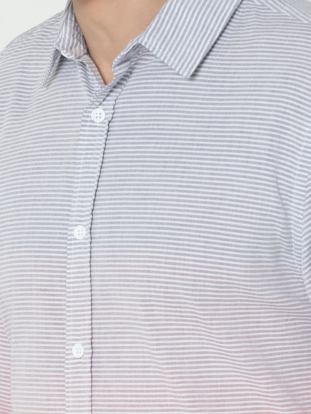 Red Ombre Striped Slim Fit Shirt
