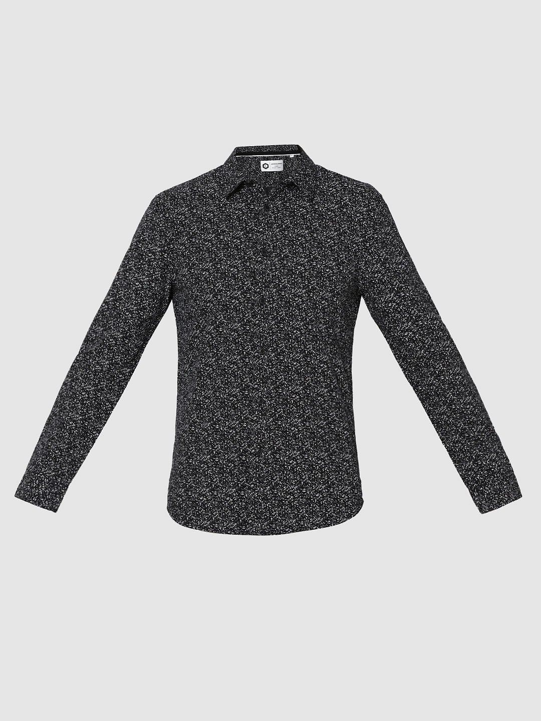 Black All Over Print Full Sleeves Slim Fit Shirt