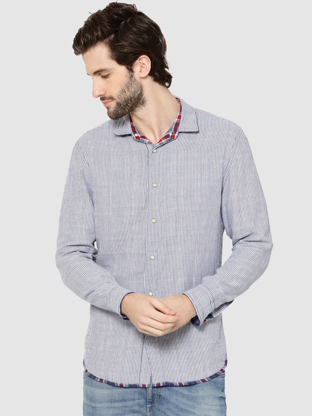 Blue Check Reversible Full Sleeves Shirt