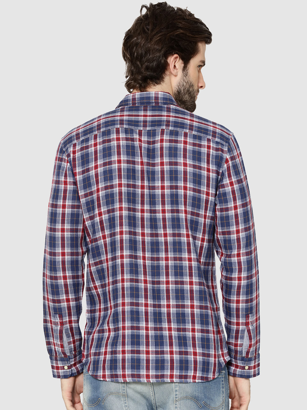 Blue Check Reversible Full Sleeves Shirt