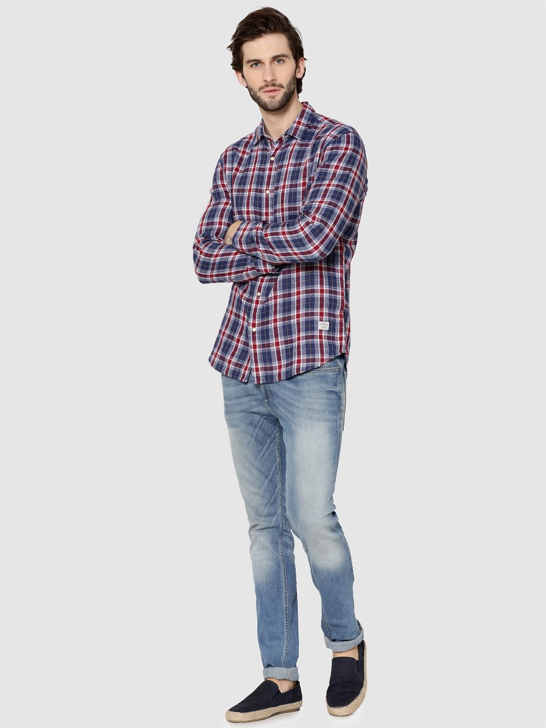 Blue Check Reversible Full Sleeves Shirt