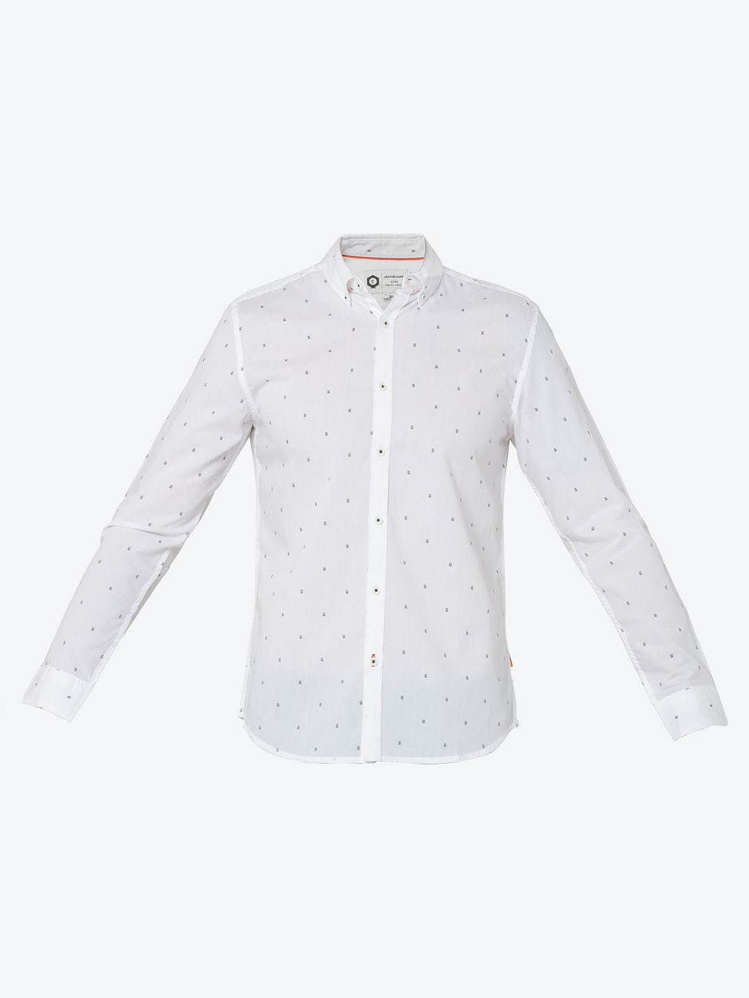 White All Over Print Full Sleeves Linen Shirt