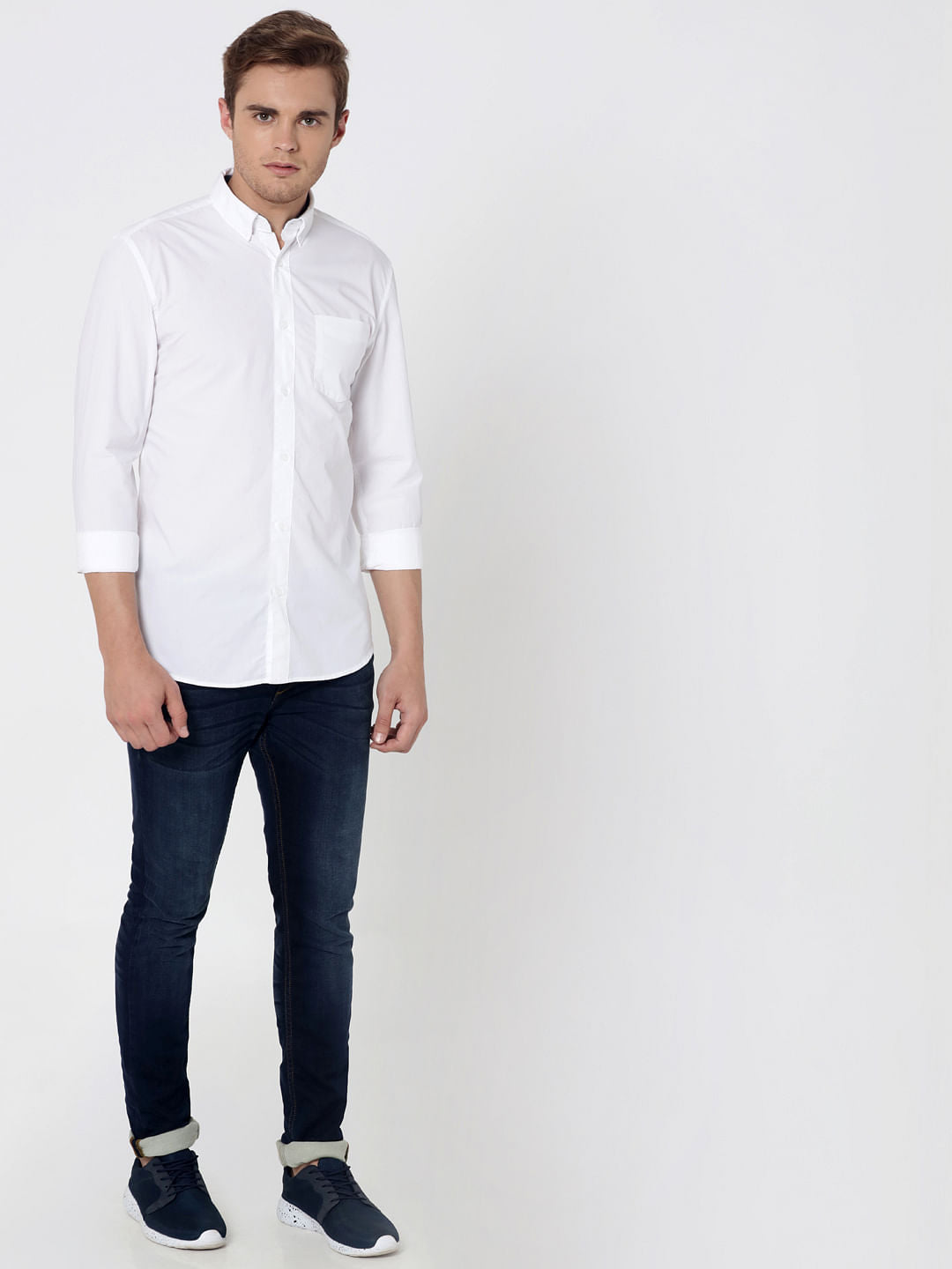Blue One Pocket Slim Fit Shirt
