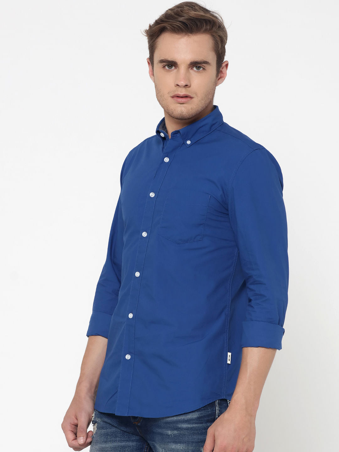 Blue One Pocket Slim Fit Shirt