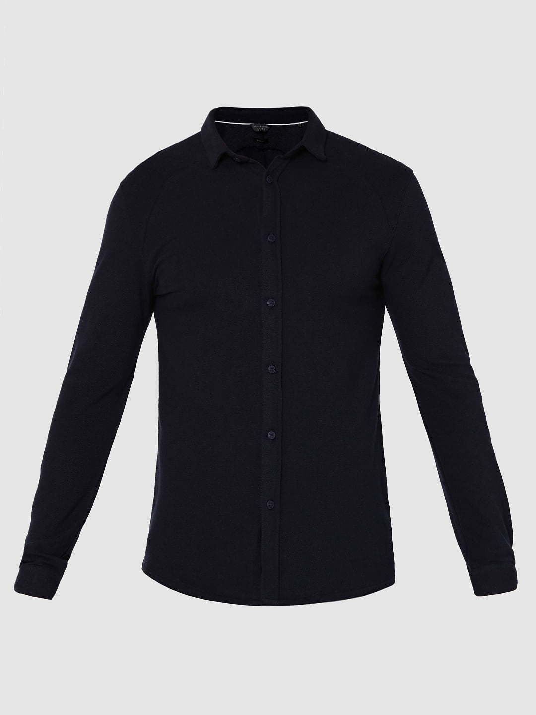 Dark Blue Raglan Sleeves Knit Shirt