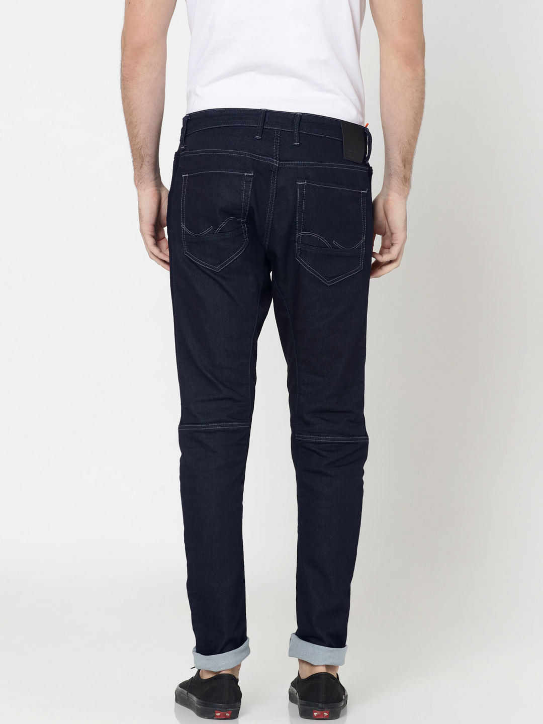 Dark Blue Drawstring Detail Cliff Anti -Fit Jeans
