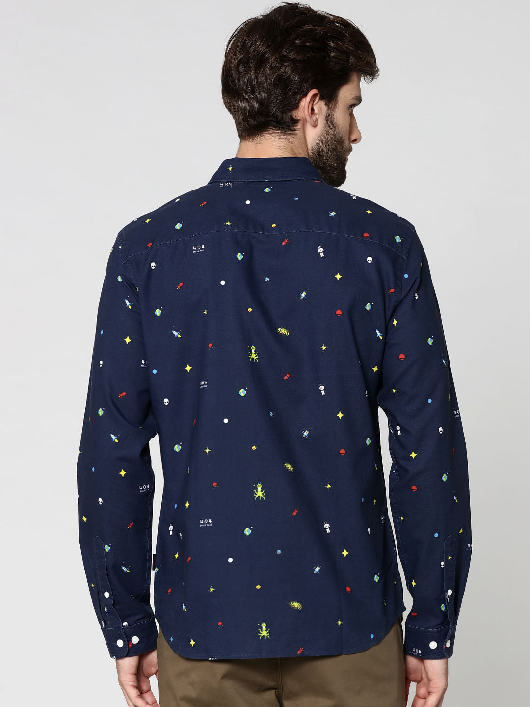 Dark Blue All Over Print Full Sleeves Shirt