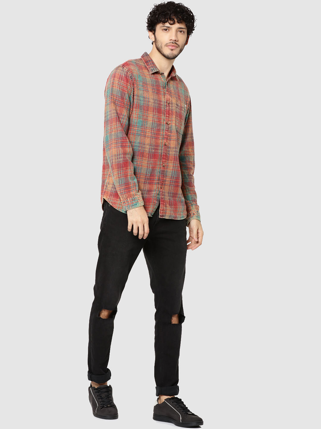 Rust Check Full Sleeves Slim Fit Shirt